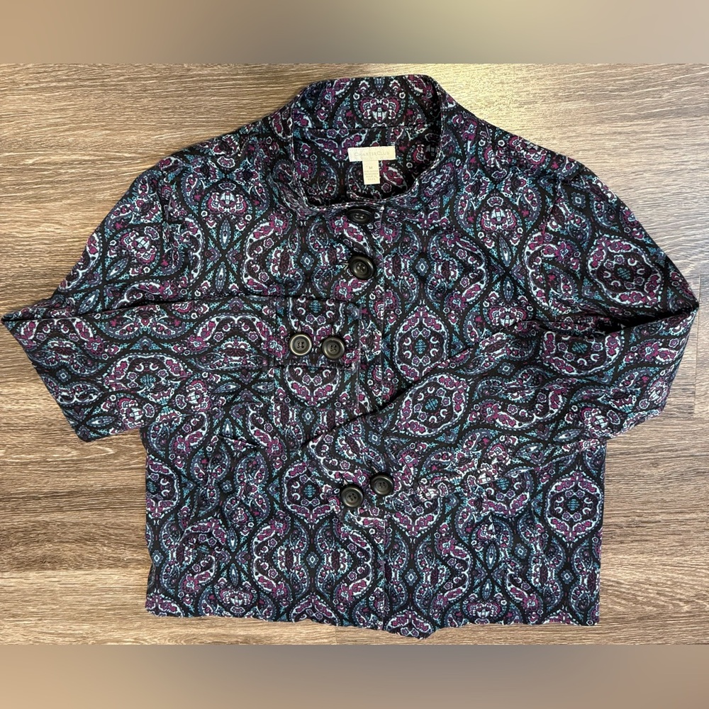 Charter Club Women’s Jacket Coat Multicolor Paisley Button-Up Size M - Picture 5 of 5